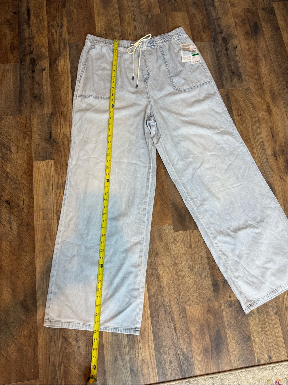 Michael Kors Light Blue Wide-Leg Drawstring Jeans size L - Picture 9 of 14